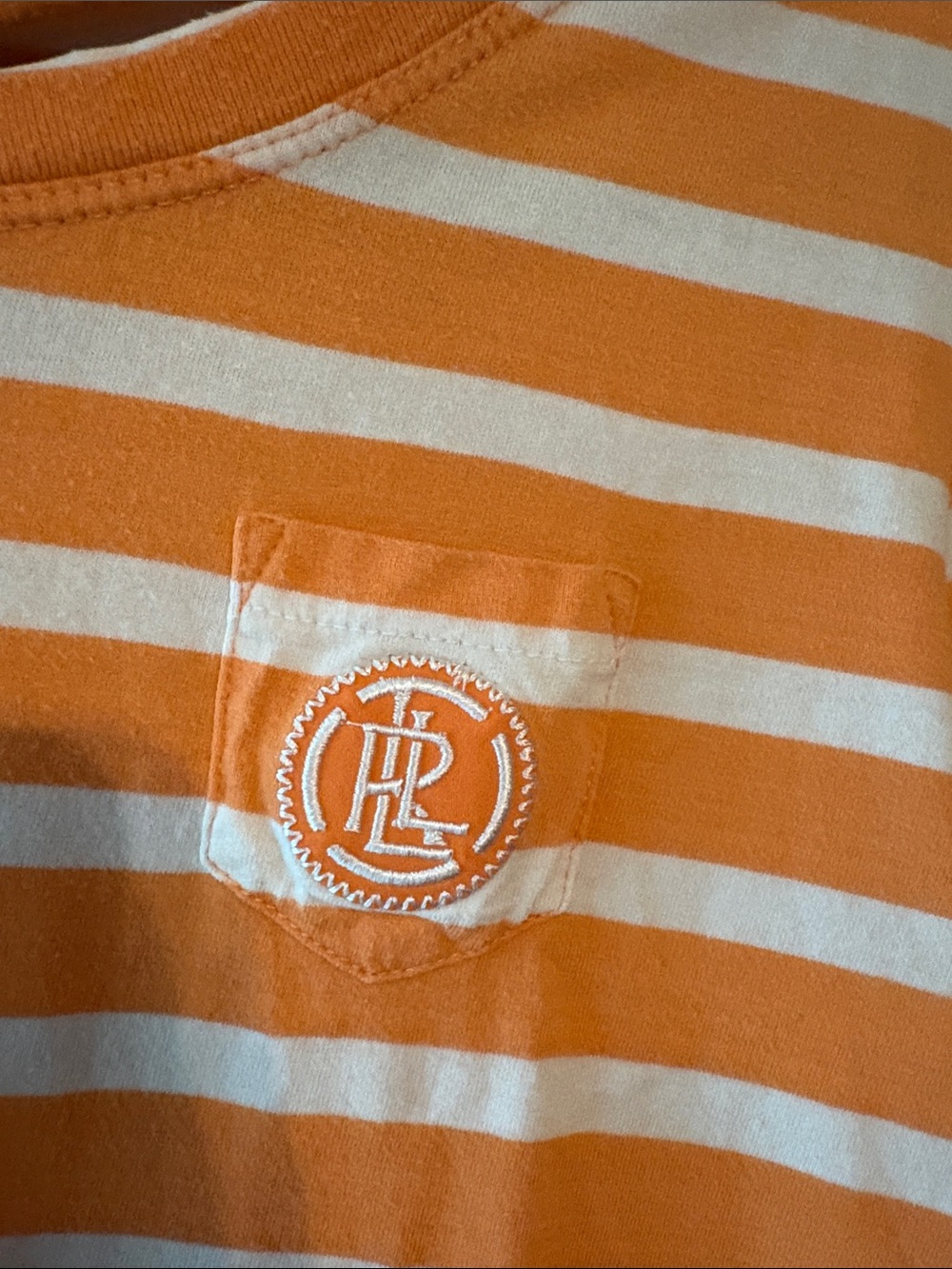 Ralph Lauren Active Orange and White Striped Tee Size Small - Picture 4 of 5